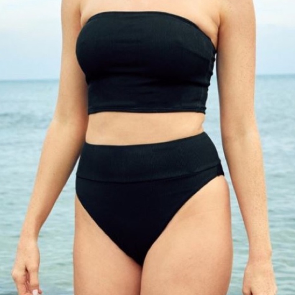 ISO OF AERIE LONGLINED RIBBED BANDEAU SWIMSUIT size large or xl